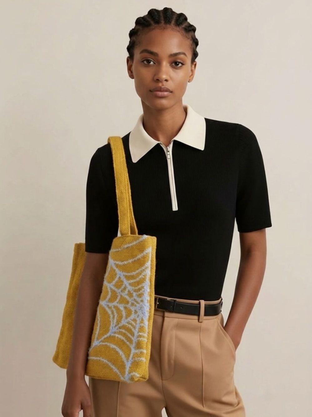 URBAN OUTFITTERS | NEW Ellie Icon Knit Tote Bag Chartreuse (Yellow) & Blue